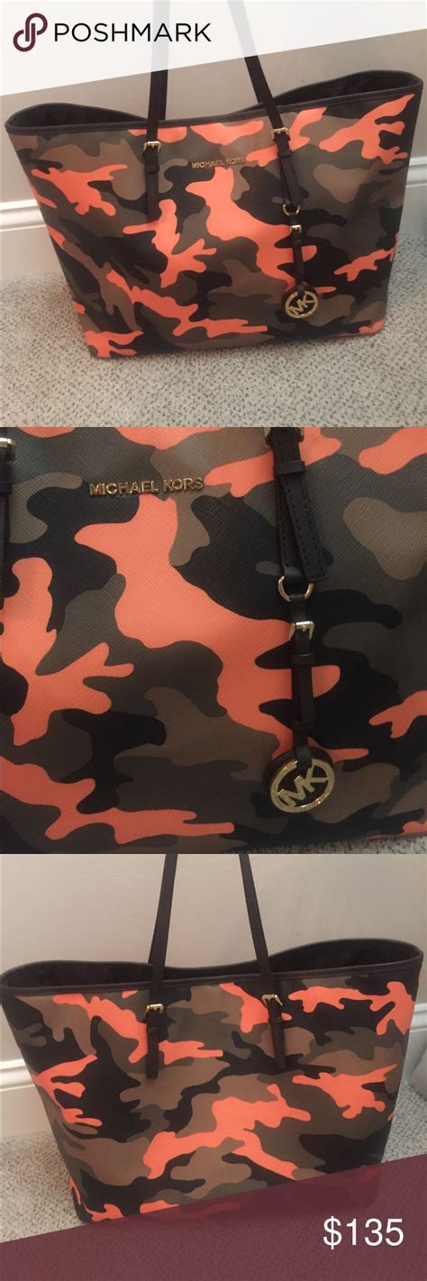 orange camo michael kors purse